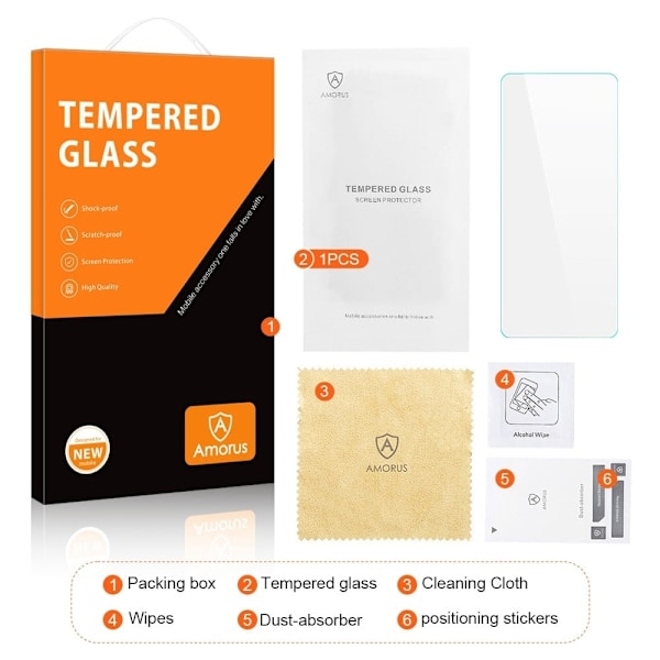 AMORUS arch edge tempered glass screen protector for Motorola Edge 30 Neo Transparent