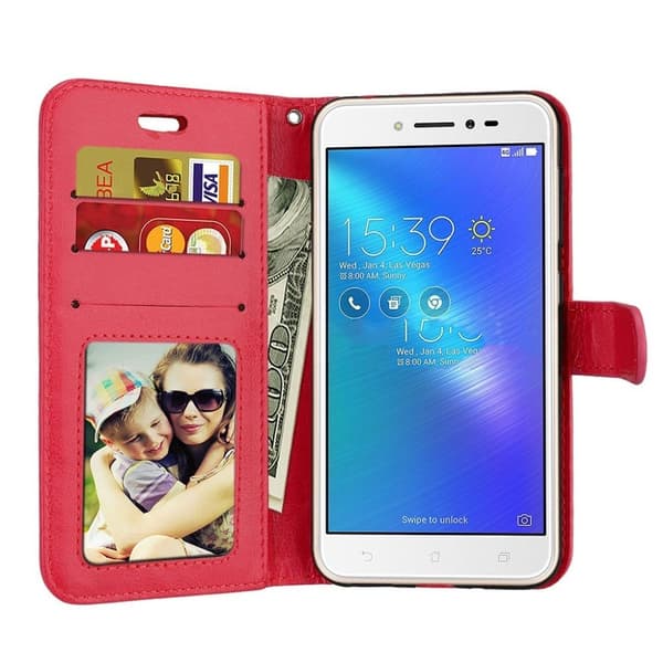 Asus Zenfone Live (ZB501KL) tyylikäs lompakkokotelo - Punainen Red