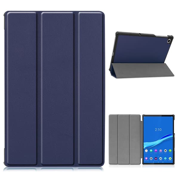 Lenovo Tab M10 FHD Plus holdbart trefoldigt læderetui - Mørkeblå Blue