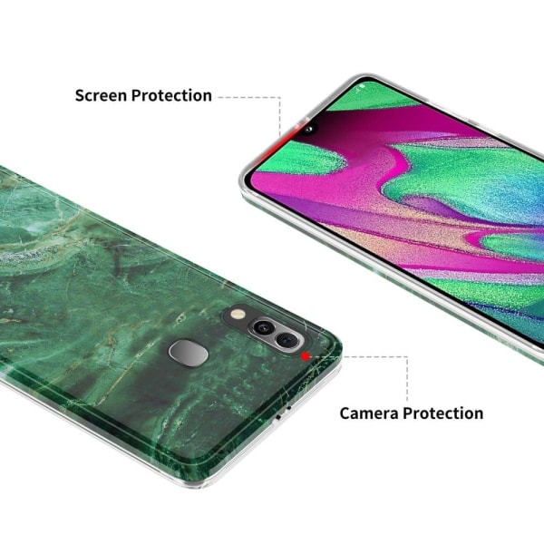 Marmormotiv Samsung Galaxy A40 skal - Svart Marmor Svart