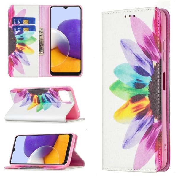 Wonderland Samsung Galaxy A22 5G Flippetui - Solsikke Multicolor