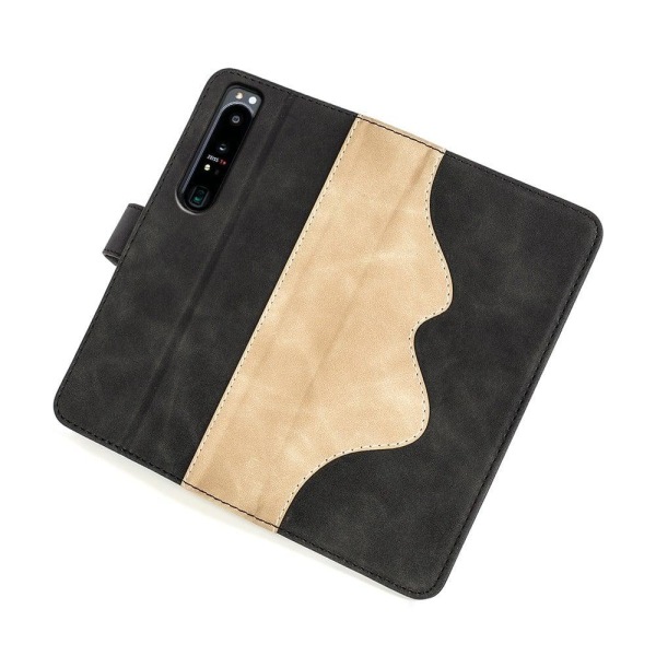 Two-color Leather Läppäkotelo For Sony Xperia 1 Iv - Musta Black