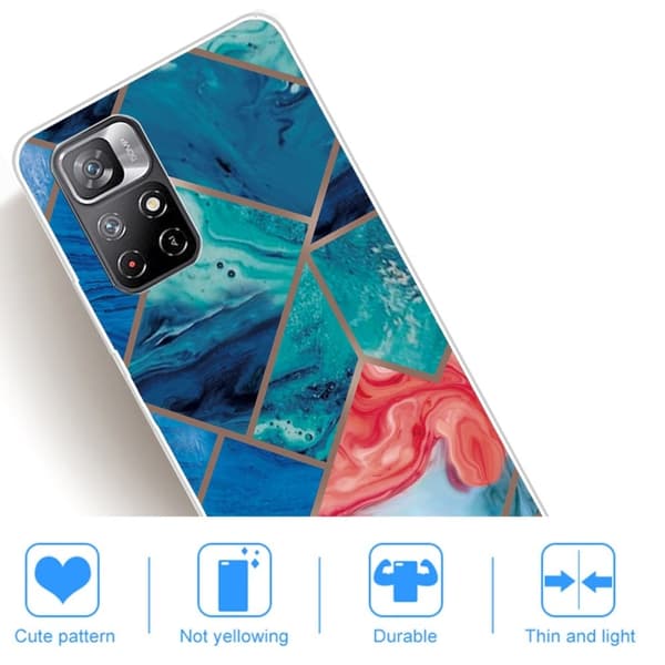 Marmormotiv Xiaomi Redmi Note 11T 5G skal - Blå Och Orange Marmor multifärg