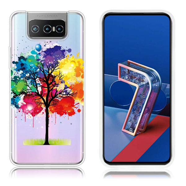 Deco Asus Zenfone 7 Pro Etui - Farget Tre Multicolor