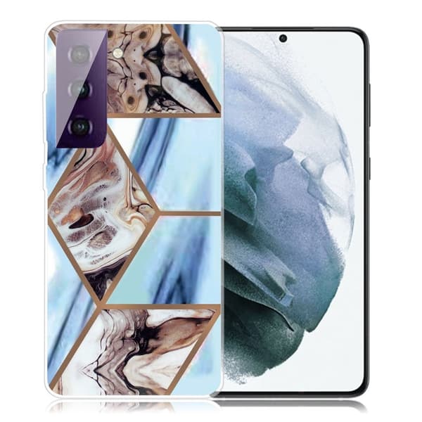 Marble Samsung Galaxy S21 Plus Etui - Sky Blue and Brown Marble Blue