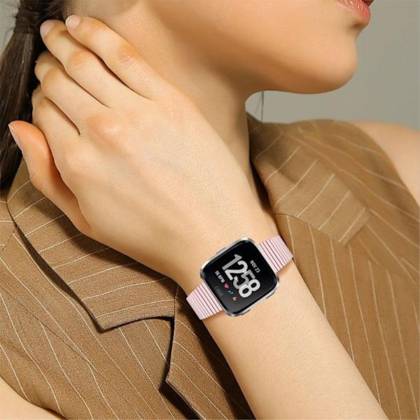 Fitbit Versa 2 / Versa Lite stilig klokkerem i rustfritt stål - Rosa Rose Pink