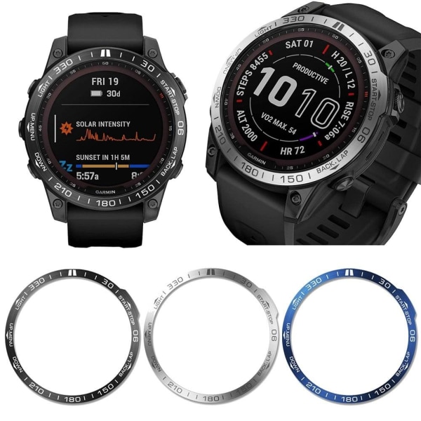 Garmin Fenix 7X metallring - Silver Silvergrå