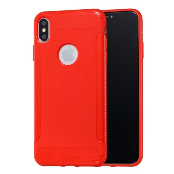 iPhone XS beskytter deksel av TPU med karbon fiber tekstur - Rød Red