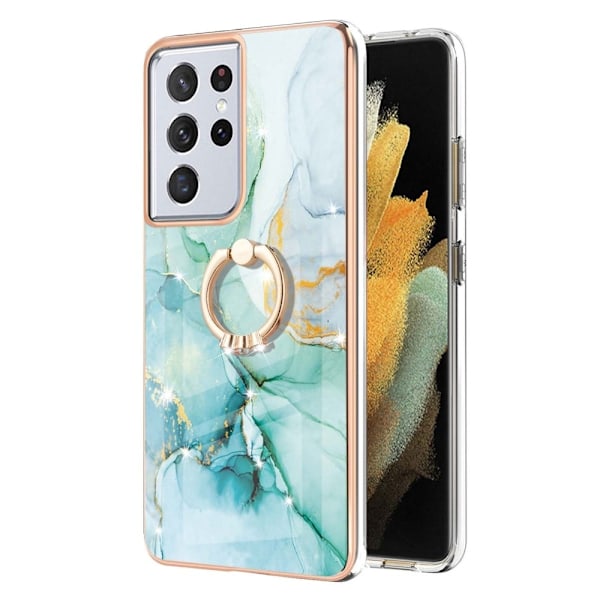 Marmormotiv Samsung Galaxy S21 Ultra 5G skal - Grön Marmor Dimma Grön