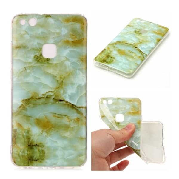 Huawei P10 Lite Marmor Mønster TPU Etui - Lys Grønn Green