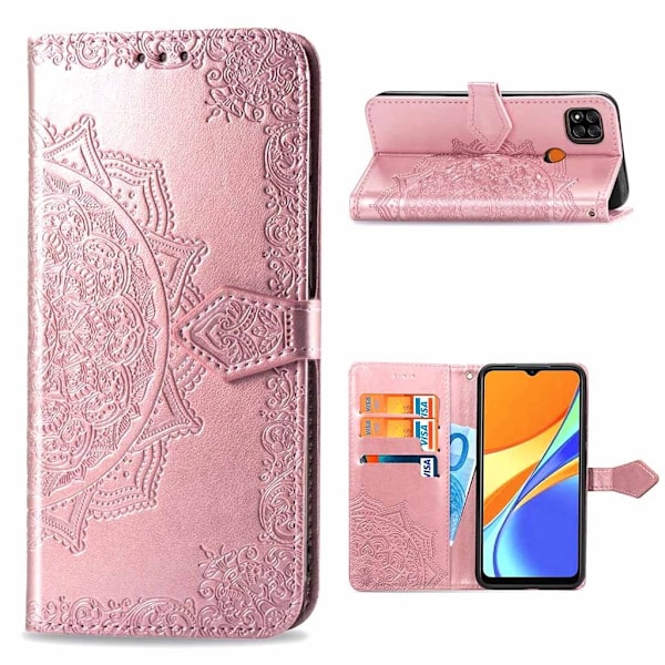 Mandala läder Xiaomi Redmi 9C fodral - Rosa Rosa