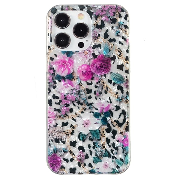 Marmormotiv iPhone 15 Pro Max skal - Leopard Och Blomma Rosa