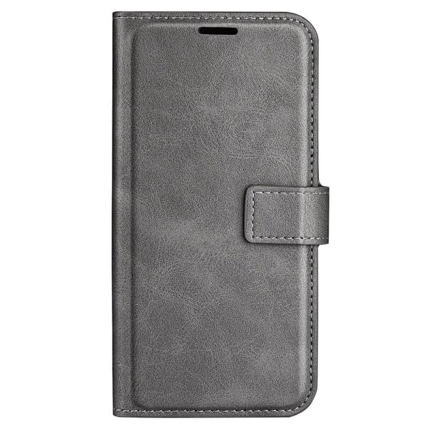 Hållbart konstläder iPhone 14 Plus fodral med plånbok - Silver/G Silvergrå