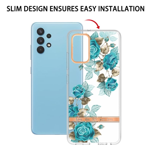 Erittäin ohut ja kestävä pehmeäkantinen Samsung Galaxy A32 - Sininen Ruusu Blue