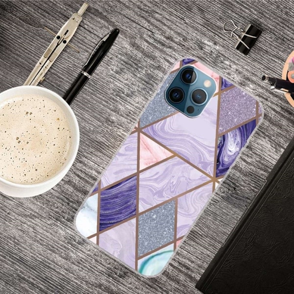 Marble design iPhone 14 Pro Max cover - Trekanter Og Diamantmarmor Multicolor