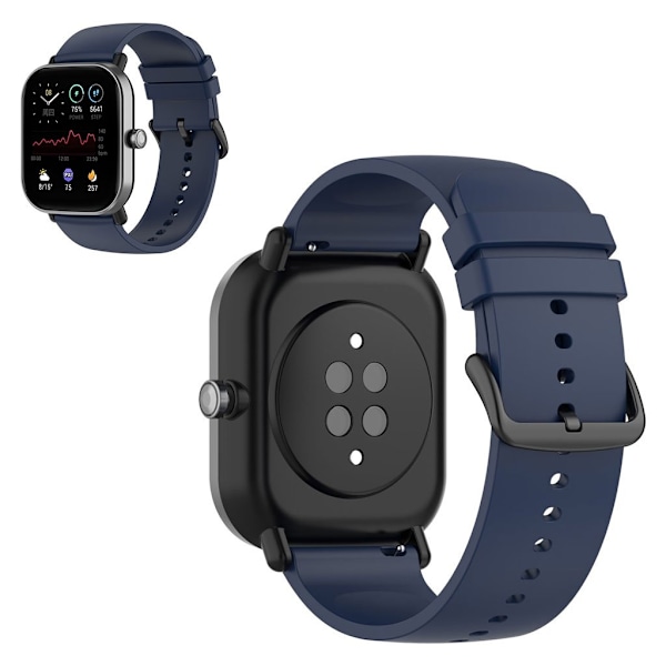 20 mm enkelt klockarmband i silikon för Amazfit-klocka - Midnattsblå / Svart Spänne Blå