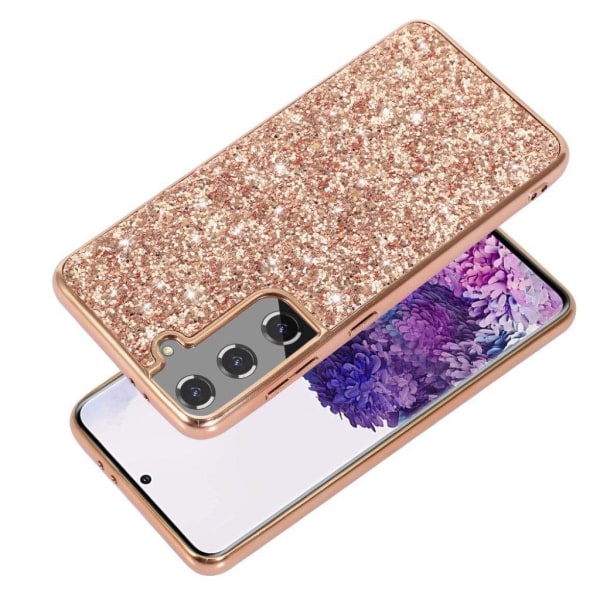 Glitter Samsung Galaxy S21 Etui - Rose Gull Pink