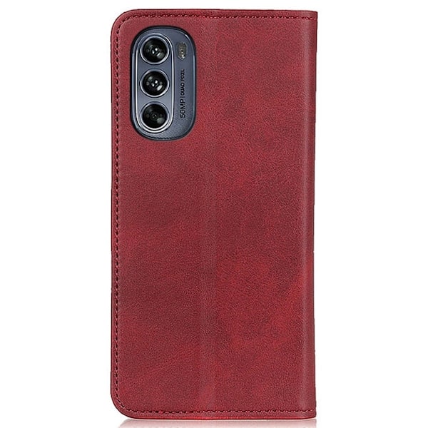 Lompakko-style Aitoa Nahkaa Läppäkotelo For Motorola Moto G62 5g - Punainen Red