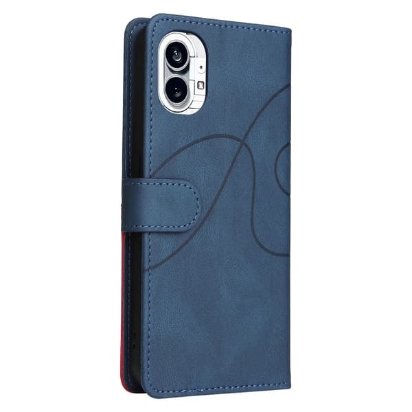 Teksturert læretui med stropp for Nothing Phone (1) - Blå Blue