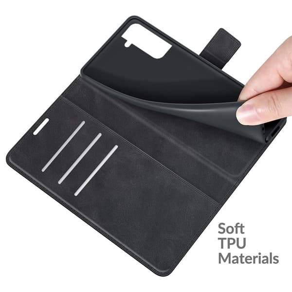 Wallet-style Nahkakotelo For Samsung Galaxy S22 - Musta Black