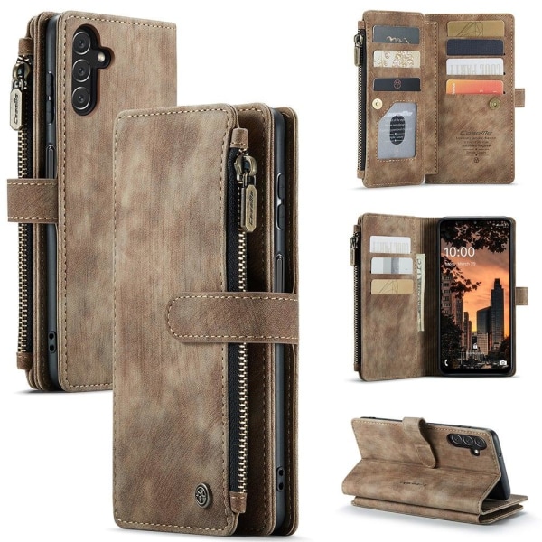 CaseMe vetoketjullinen lompakko-puhelinkotelo Samsung Galaxy A13 5G - Ruskea Brown