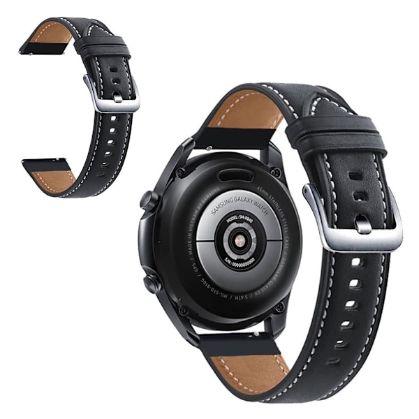 22mm Universal genuine leather watch band - Black Blå
