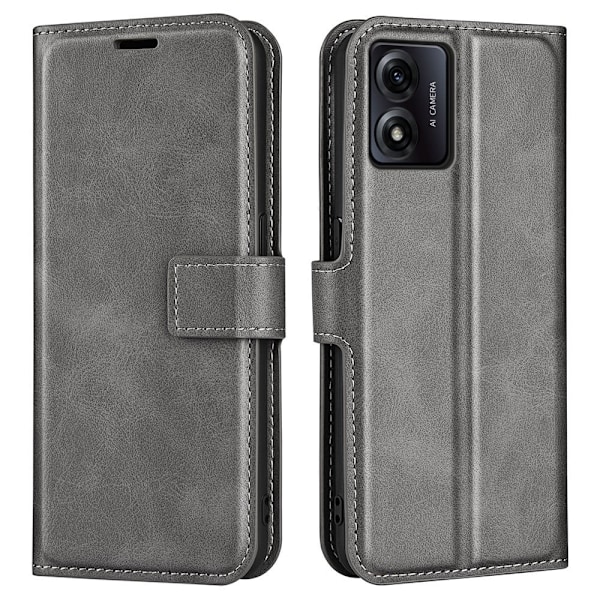 Lompakko Nahkakotelo For Motorola Moto E13 - Harmaa Silver grey