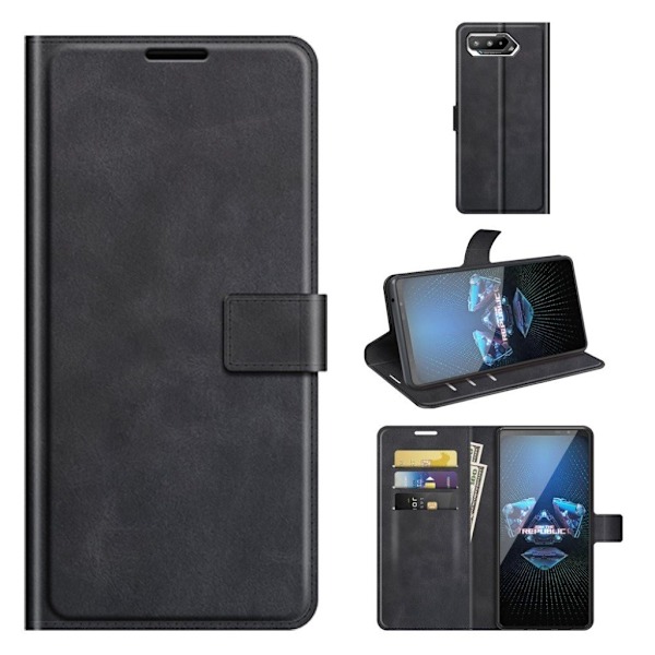 Wallet-style Læder Etui til Asus Rog Phone 5 - Sort Black