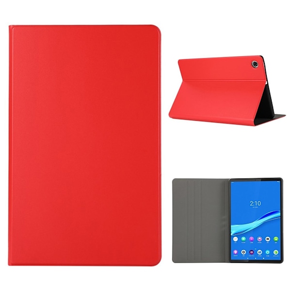 Lenovo Tab M10 FHD Plus enkelt flipomslag i læder - Rød Red