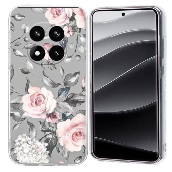 Vibe Xiaomi Redmi Note 14 Pro 5G skal - Blommor Med Grå Bakgrund Silvergrå
