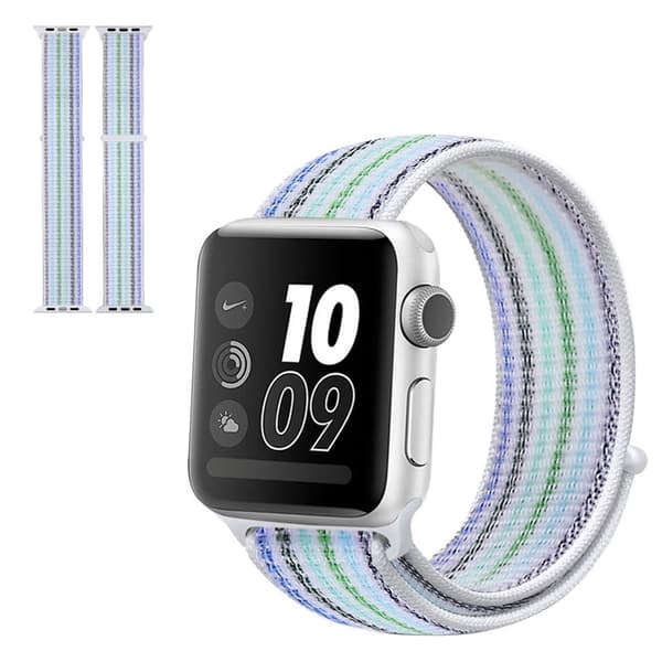 Apple Watch Series 5 40mm vandtæt nylon urrem - Pinstripe Blå Multicolor