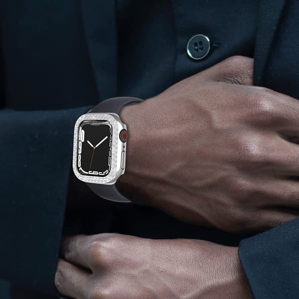 Apple Watch SE 2022 (44 mm) deksel med rhinestone-dekor - Sølv Silver grey