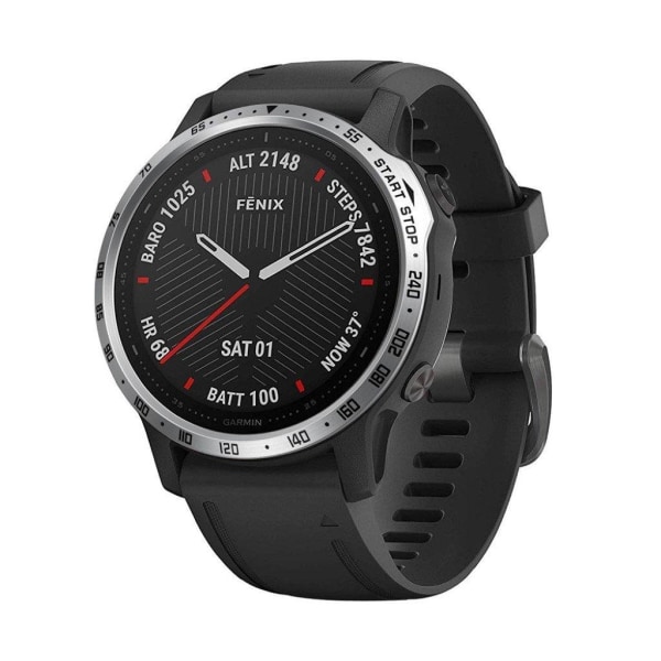 Garmin Fenix 6S / 6S Pro numerisk mønster rustfrit stål bezel - Sølv / Sort Silver grey