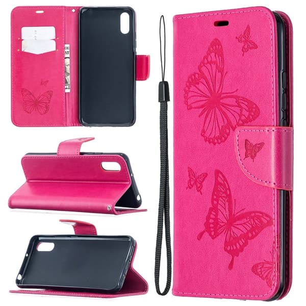 Sommerfugl Xiaomi Redmi 9A Flip Etui - Rose Pink