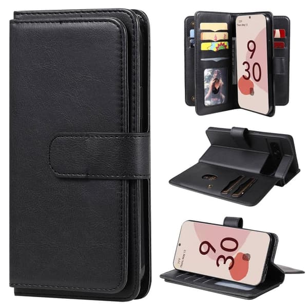 Lommebok-etui med 10 lommeseksjoner for Google Pixel 7 Pro - Svart Black
