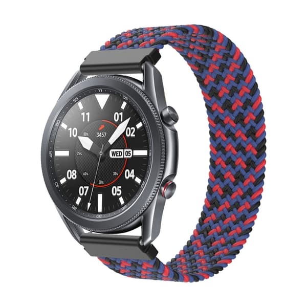 Elastiskt klockarmband i nylon för Samsung Galaxy Watch 4 - Svart / Röd / Blå Storlek: M multifärg