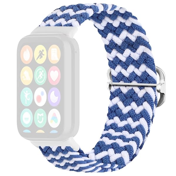 Xiaomi Smart Band 8 Pro Nylon Klockarmband Justerbart Vävt Armband - Blå + Vit Blå