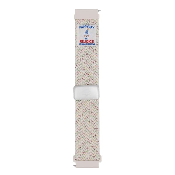 18mm Universal Watch Band Top Hat Puppy Pattern Magnetisk Buckle Braided Nylon Wrist Strap - Starlight Med Farvede Prikker White