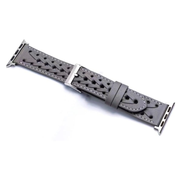 Apple Watch Series 8 (41mm) V-shape braid genuine leather watch Silvergrå