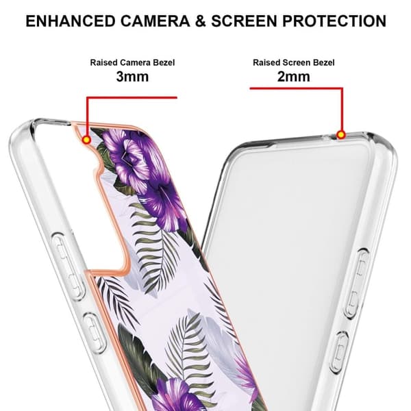 Marble Samsung Galaxy S22 Etui - Lilla Blomster Purple