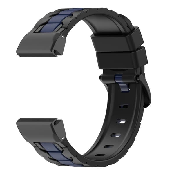 22mm silikoninen kellohihna Garmin-kelloon - Musta / Laivastonsininen Blue