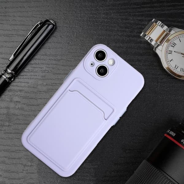 Deksel med Kortholder til iPhone 13 Mini - Lyselilla Purple
