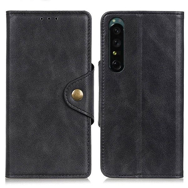 Alpha Sony Xperia 1 IV læder flip etui - Sort Black