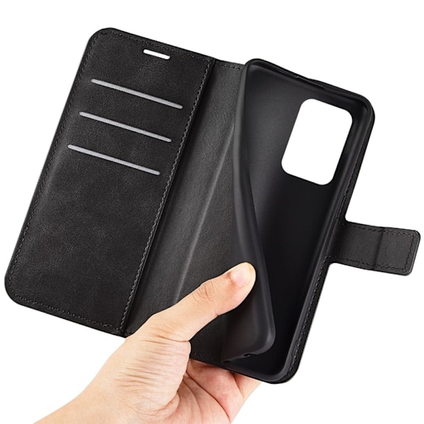 Hållbart konstläder OnePlus Nord 2T fodral med plånbok - Svart Svart