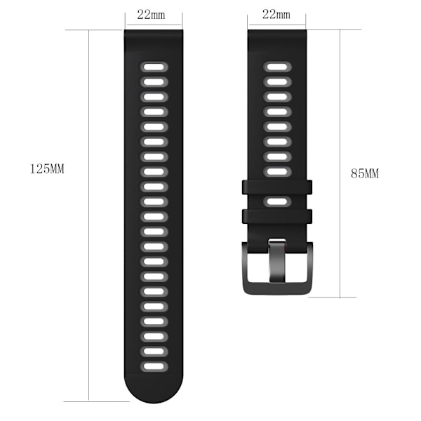 22 mm universellt dubbelfärgat klockarmband i silikon - Midnattsblå / Vit Blå