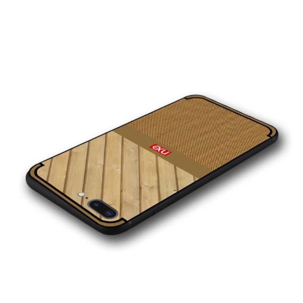 NXE iPhone 7 Plus / 8 Plus TPU etui med træ- og jeansstruktur - Brun Brown