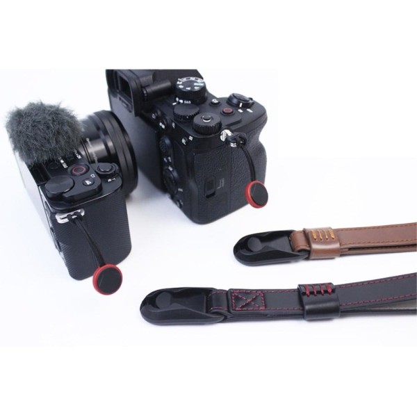 Leather camera strap for Sony and Fujifilm cameras - Coffee Brun