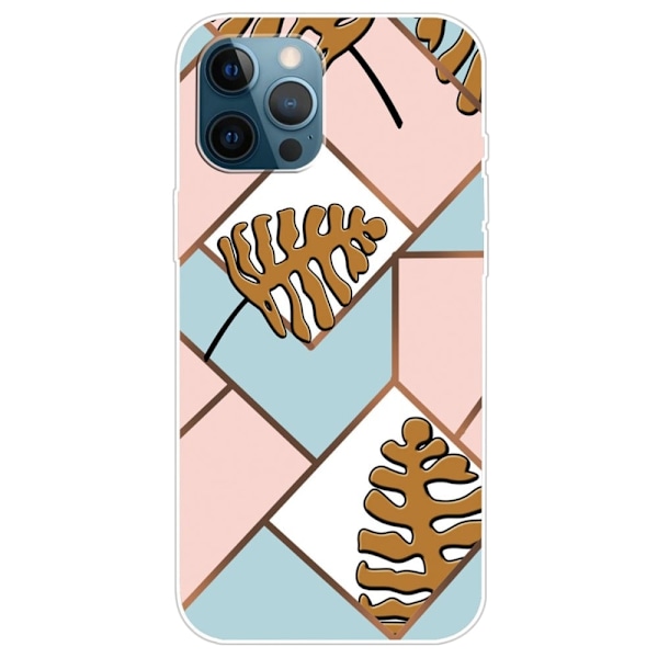 Marmordesign iPhone 14 Pro Max deksel - Toon-Blader I Rosa Og Blå Multicolor
