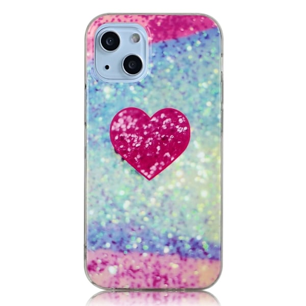 Marble iPhone 14 Plus Etui - Rosa Hjerte Pink