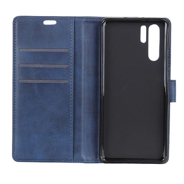 Huawei P30 Pro mat læder flip etui - Blå Blue